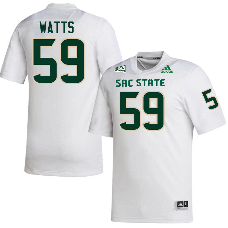 DeSean Watts SAC State Jersey,Sacramento State Hornets #59 DeSean Watts Jersey-White